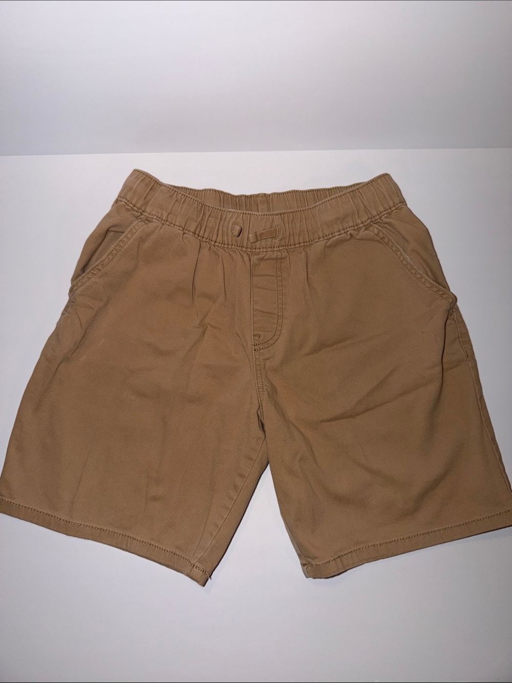 Kids Elastic-Waist Tan Shorts - M Husky